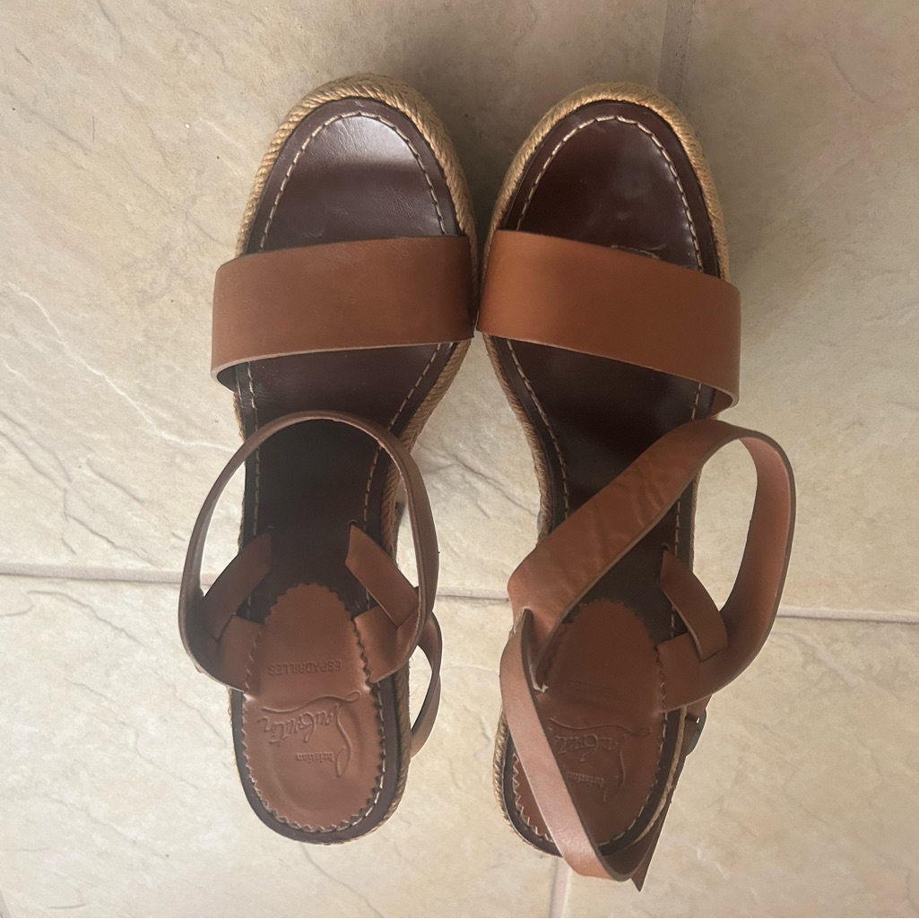 Christian Louboutin Brown Espadrilles With Leather Straps